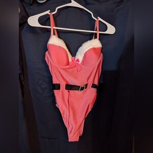 New Women's Pink Satin Bodysuit